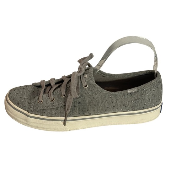 Keds Gray Canvas Silver Metallic Dots Lace Up Sneaker Shoes Sz 7.5 - Picture 5 of 11